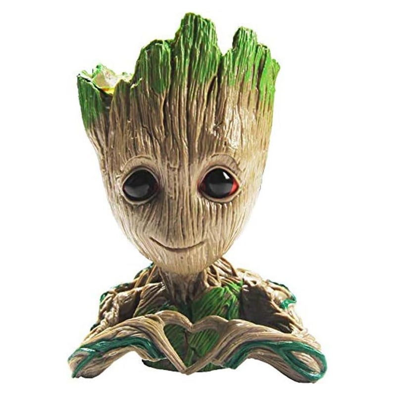 ZUSONUD B-Best Baby Groot Pen Pot Tree Man Pens Holder or Flower Pot with Drainage Hole Perfect for a Tiny Succulents Plants 6" (Brown) - Image 1