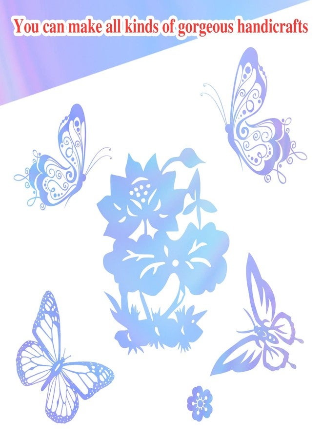 Prudiut 150 Pieces Iridescent Cellophane Sheets Blue Holographic Cellophane Wrap Iridescent Paper for Candy Gift Wraps DIY Crafts Art Lights Window Decoration (9 x 9 Inch) - Image 5