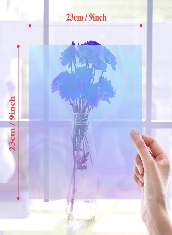 Prudiut 150 Pieces Iridescent Cellophane Sheets Blue Holographic Cellophane Wrap Iridescent Paper for Candy Gift Wraps DIY Crafts Art Lights Window Decoration (9 x 9 Inch) - Image 3