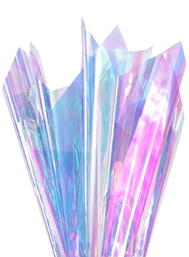 Prudiut 150 Pieces Iridescent Cellophane Sheets Blue Holographic Cellophane Wrap Iridescent Paper for Candy Gift Wraps DIY Crafts Art Lights Window Decoration (9 x 9 Inch) - Image 2