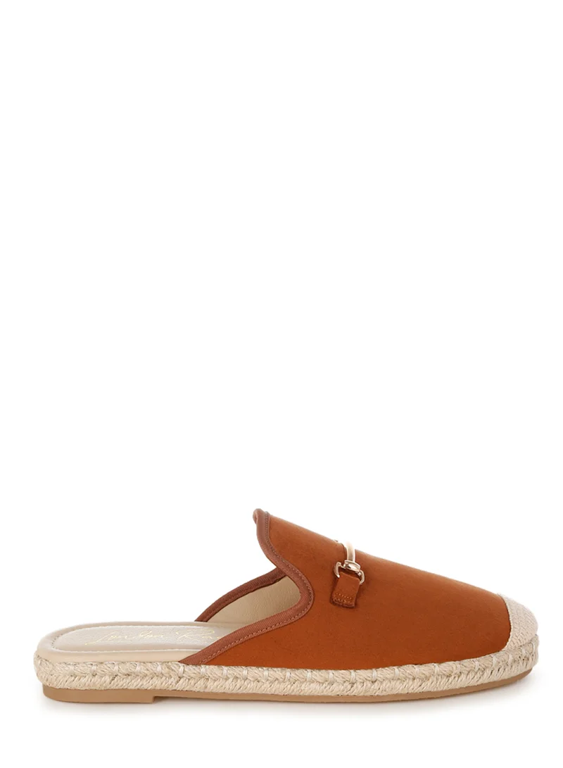 London Rag Horsebit Detail Espadrilles Mules in Brown