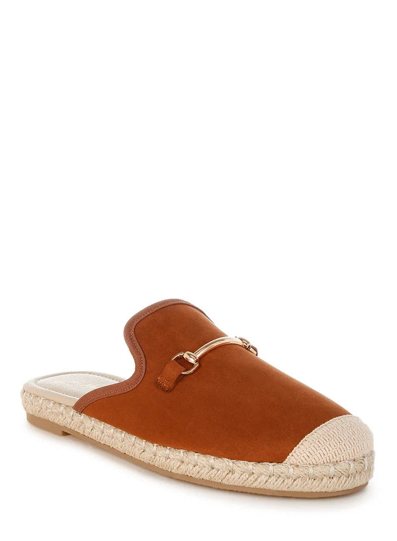 London Rag Horsebit Detail Espadrilles Mules in Brown