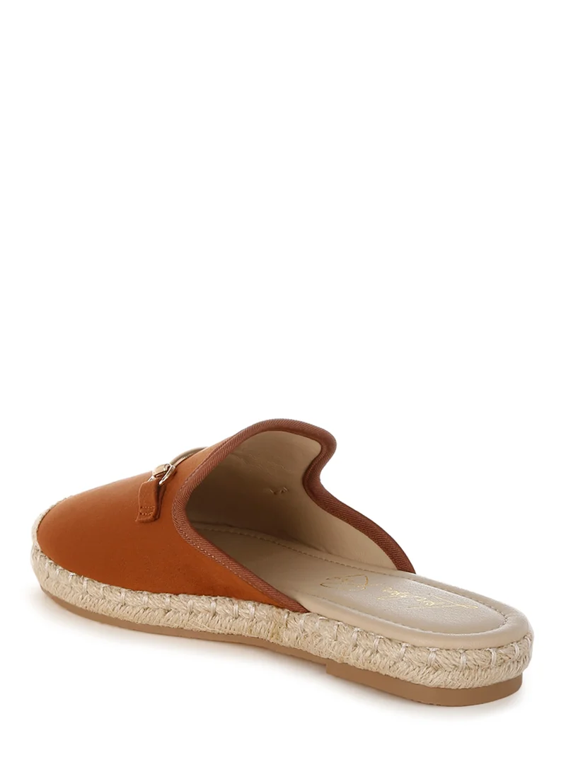 London Rag Horsebit Detail Espadrilles Mules in Brown