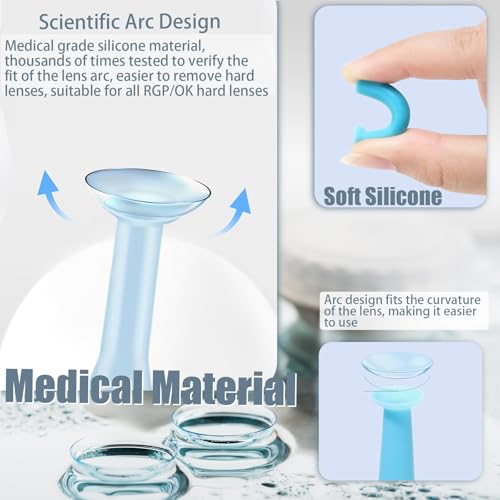 eagosion 6PCS Hard Contact Lens Remover Tool with Storage Box Contact Lens Case Inserts Removes Reusable Suction Cup Remover Contact Plunger Eye Contact Remover for RGP/OK/Hard Lenses Daily Care (blue) - Image 2