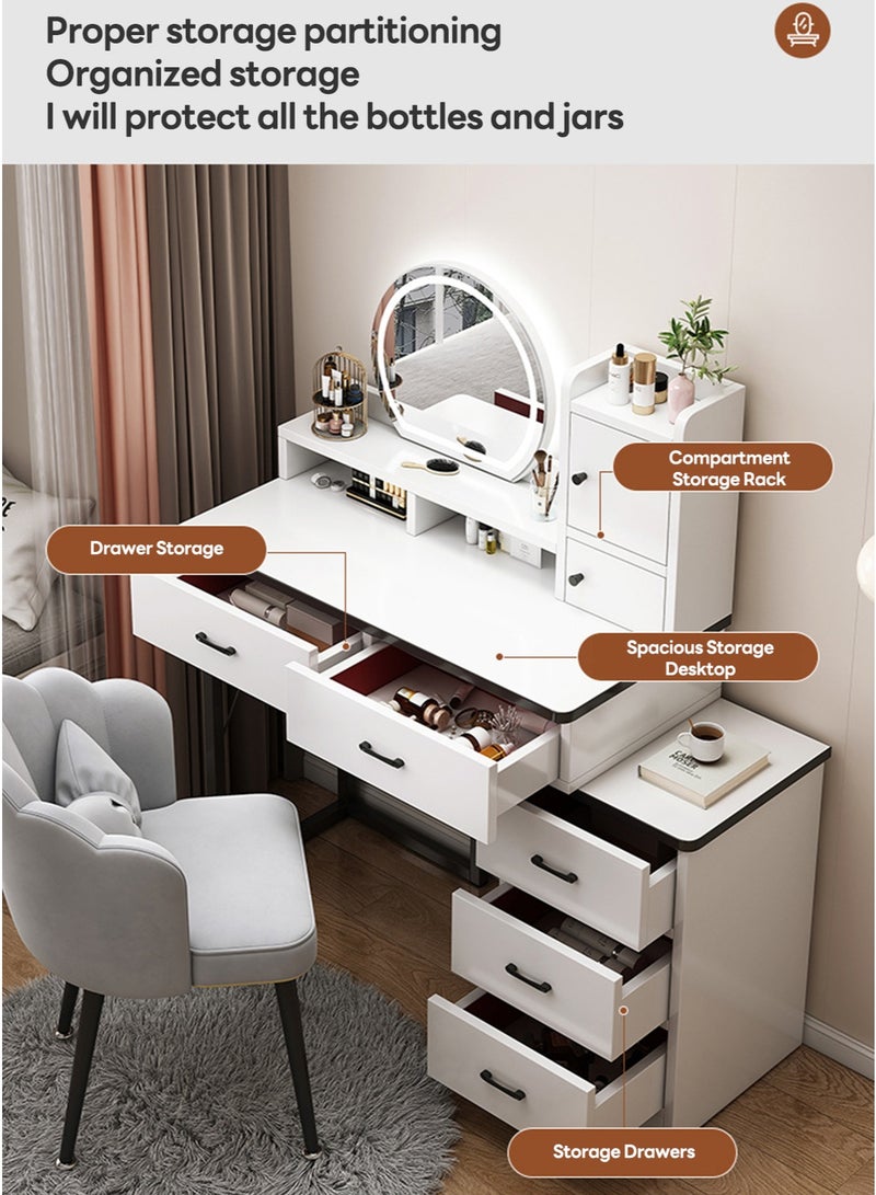 Sharpdo Modern Minimalist Dressing Table for Bedroom with LED Mirror and Drawer Storage Dressing Table With Drawers Vanity Table Beautiful（80-100)*40*120cm - Image 5