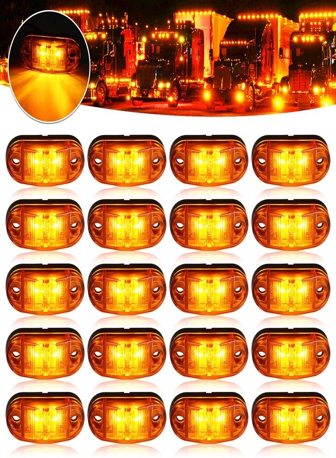 PSDRIQQ LED Trailer Lights Kit Front Rear Side Marker Clearance Indicators Light Lamp, 20Pack Amber DC12-24V 2.5" Waterproof Universal for RV Camper Truck Van Caravan Boat - Image 1