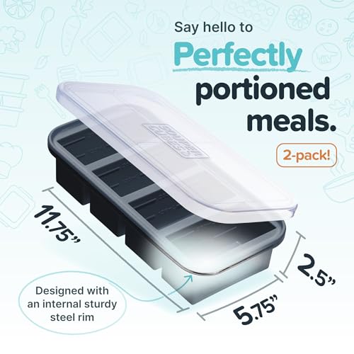Souper Cubes 1 Cup Silicone Freezer Tray with Lids, Perfect for Storing Broth, Leftovers, Rice, Sauce and More, Silicone Soup Freezer Molds for Meal Prepping - Charcoal - 2-Pack - Image 2