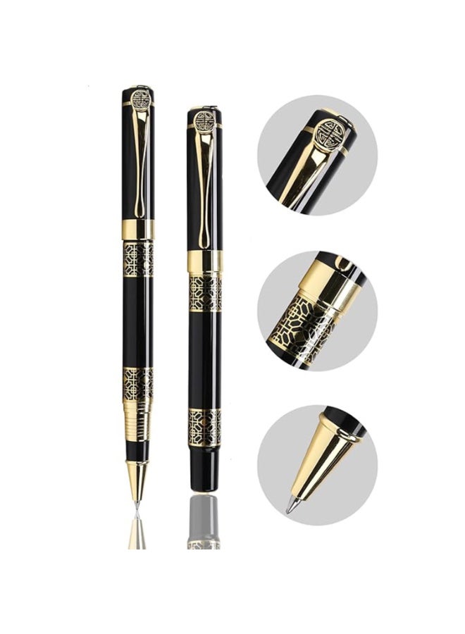 بتيمفم قلم حبر جاف فاخر بلون عنابي مع لمسات من الكروم، رأس كتابة ناعم 0.5 مم، قلم أنيق للرجال والنساء، للاستخدام في المكاتب التنفيذية الاحترافية، مع علبة هدايا أنيقة متضمنة (أسود) - Image 2