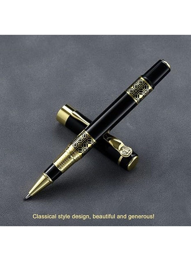 بتيمفم قلم حبر جاف فاخر بلون عنابي مع لمسات من الكروم، رأس كتابة ناعم 0.5 مم، قلم أنيق للرجال والنساء، للاستخدام في المكاتب التنفيذية الاحترافية، مع علبة هدايا أنيقة متضمنة (أسود) - Image 4