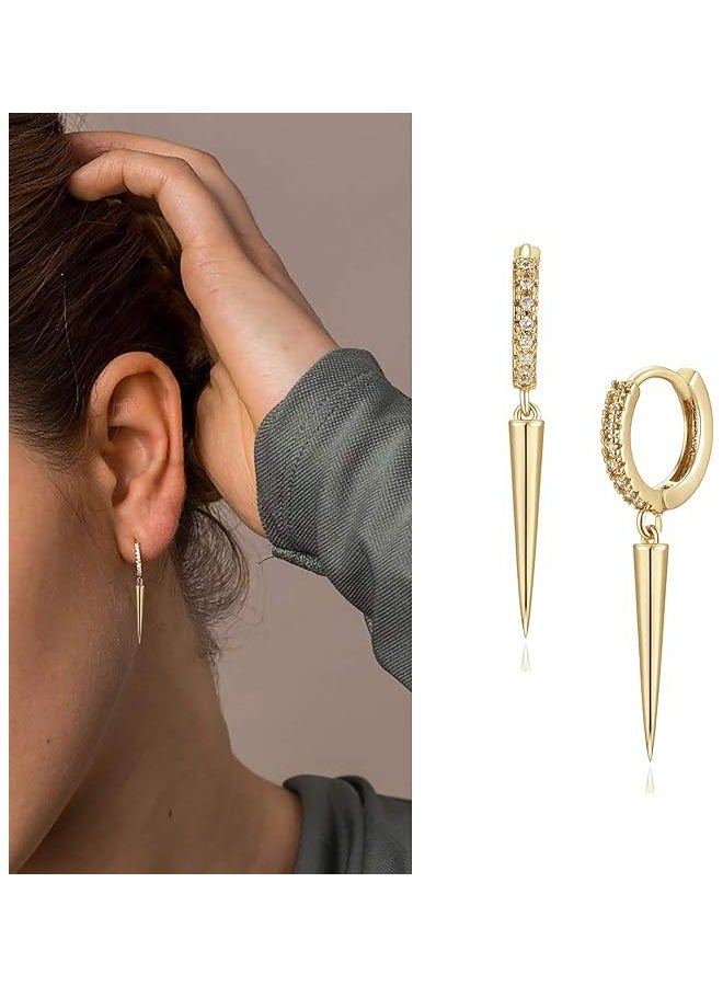 Mevecco Women Gold Huggie Hoop Earrings Dangle Drop 14K Gold Filled Small Boho Beach Simple Delicate Handmade Hypoallergenic Jewelry Gift - Image 3