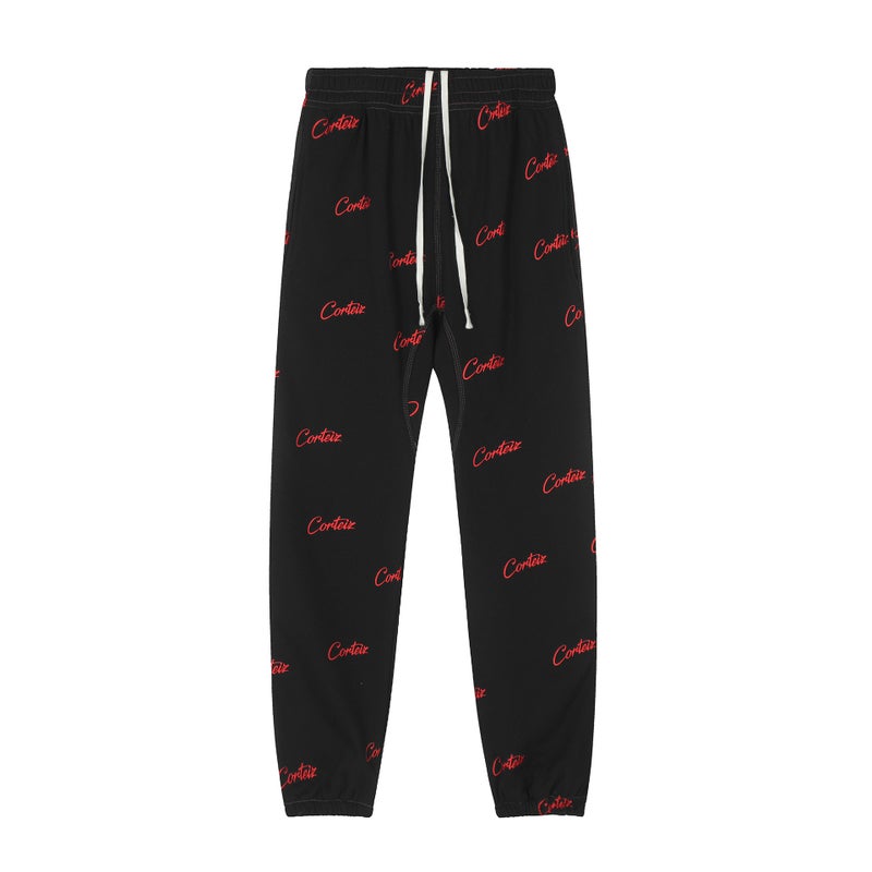 Corteiz Trendy Alcatraz Island Full Print Letter Fleece-Lined Men'S And Women'S Sweat Pants Loose Casual Sports Pants For - Image 1