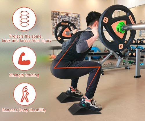UNMERA Squat Wedge Block 2PCS Non Slip Professional Squat Ramp,Squat Platform for Heel Elevated Squats and Calf Raises,Slant Board Professional Squat Ramp for Weightlifting and Fitness - Image 2