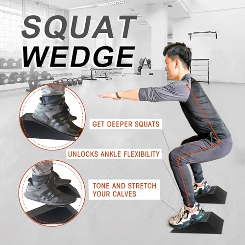 UNMERA Squat Wedge Block 2PCS Non Slip Professional Squat Ramp,Squat Platform for Heel Elevated Squats and Calf Raises,Slant Board Professional Squat Ramp for Weightlifting and Fitness - Image 5