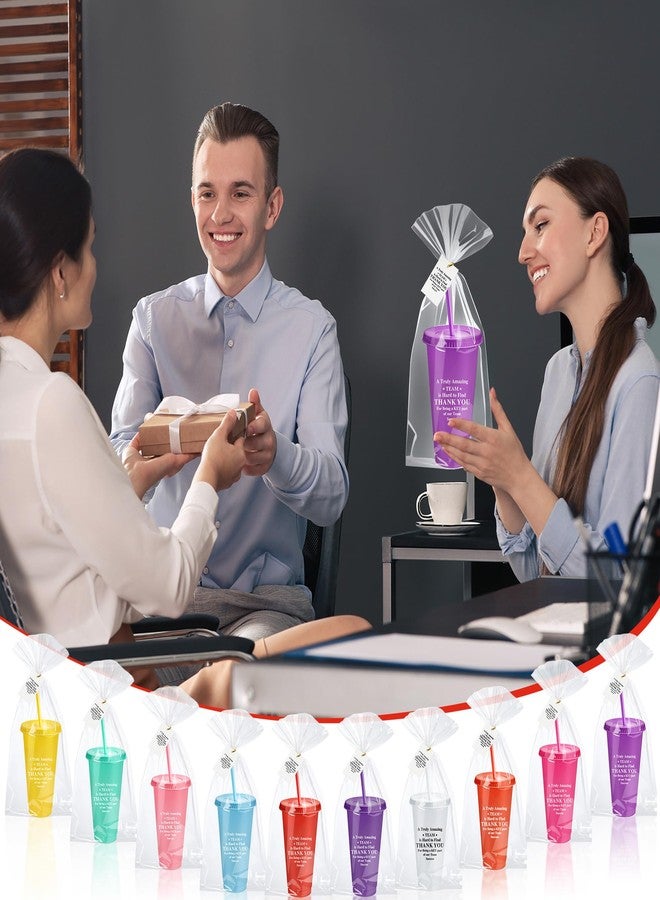 Skylety 30 Sets Thank You Cups with Lids and Straws Bulk 24 oz Plastic Tumbler Cup Appreciation Gifts for Team Coworker Teacher Nursing Housekeeping Week Christmas Gift(Grateful) - Image 5