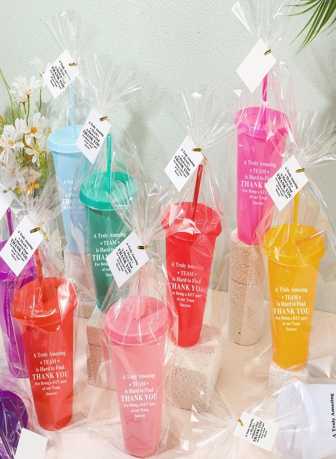 Skylety 30 Sets Thank You Cups with Lids and Straws Bulk 24 oz Plastic Tumbler Cup Appreciation Gifts for Team Coworker Teacher Nursing Housekeeping Week Christmas Gift(Grateful) - Image 4