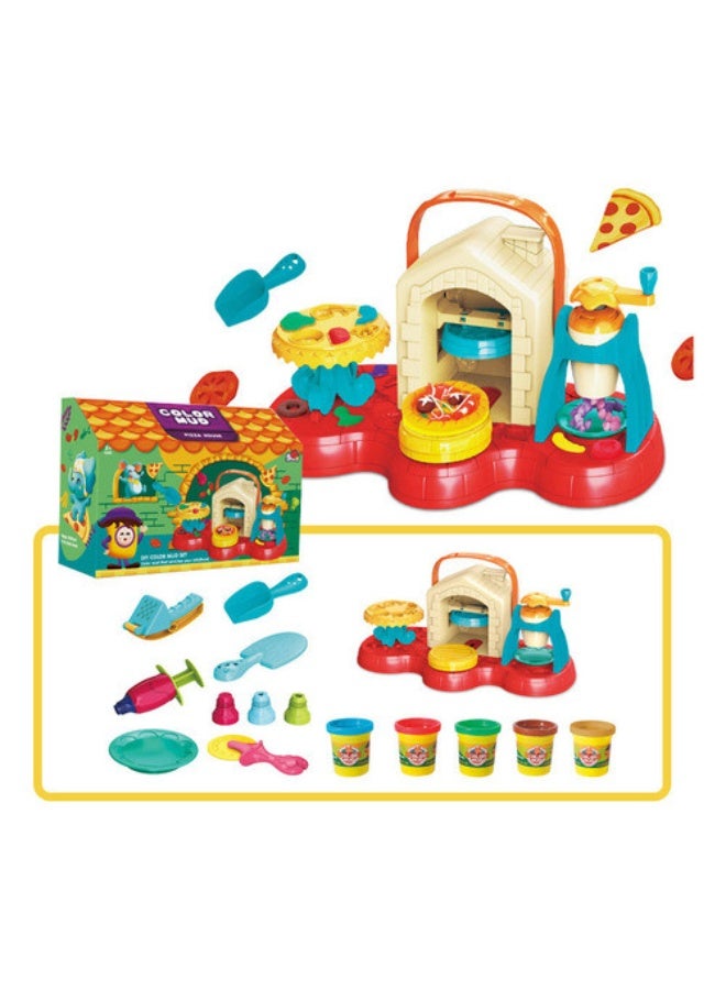 طقم صلصال بيتزا للأطفال مع فرن وأدوات تشكيل – مجموعة DIY لصنع البيتزا 15 قطعة - Image 1