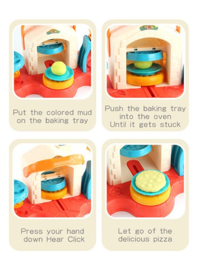 طقم صلصال بيتزا للأطفال مع فرن وأدوات تشكيل – مجموعة DIY لصنع البيتزا 15 قطعة - Image 3