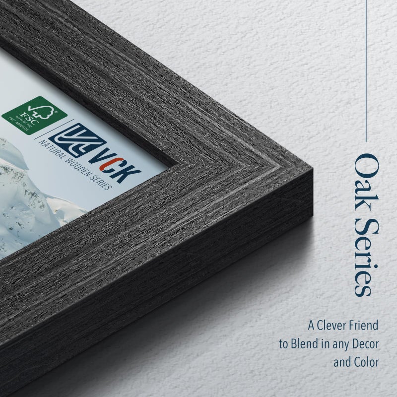 VCK 24x36 Poster Frame Black Oak - 3 Pack, Exclusive Natural Textured Solid Wood Picture Frame, Wall Hanging - Image 4