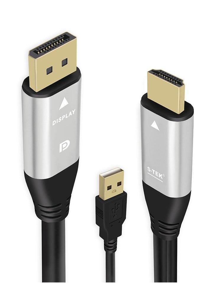 S-TEK - S-TEK HDMI to DisplayPort Cable 4K @ 60 Hz, 1080 @ 120 Hz for Computer, Monitor, PS4/PS5, Xbox One S - Image 1