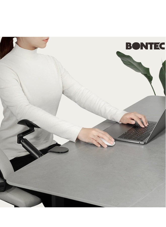 Computer Arm Rest for Desk, Ergonomic Arm Rest Support Extender for Desk Armrest Pad Rotating Elbow Rest Holder, Aluminum Extendable & Adjustable Arm Rest Holder (Black)