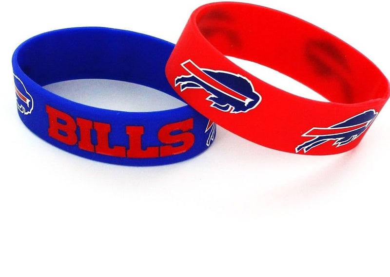 aminco سوار سيليكون مطاطي من أمينكو لفريق NFL بوفالو بيلز، عبوة 2، أحمر (NFL-BC-207-01) - Image 1