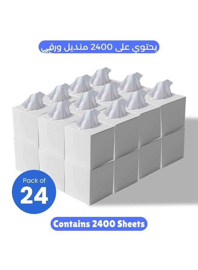 NICE Touch مناديل وجه 2 طبقة 2400 ورقة في صناديق مكعبة - تحتوي على 24 صندوق من 100 مناديل ناعمة وامتصاص عالية الجودة - Image 1
