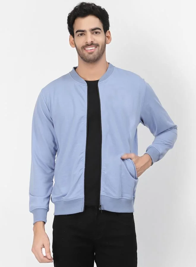 PAUSE Men Blue Regular Fit Zip-Up Jacket