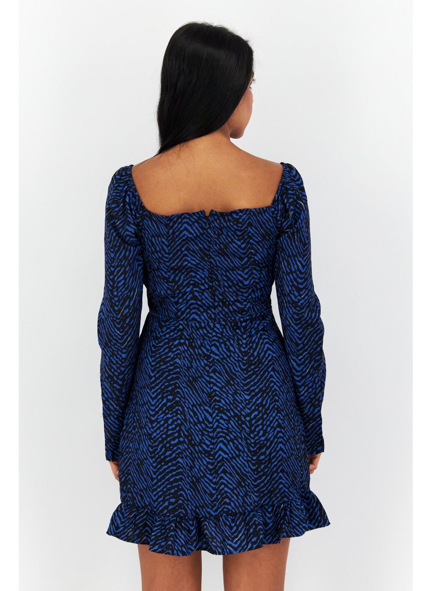 Outrageous Fortune - Women Allover Print Mini Casual Dress, Black - Image 1