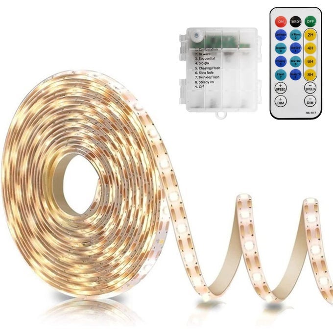 STRIP LIGHTS BATTERY OPERATED 165FT 150 LED 2835 SMD CLOSET STRIP LIGHTS WITH REMOTE FOR BEDROOM KITCHEN CABINET DCOR WARM WHITE