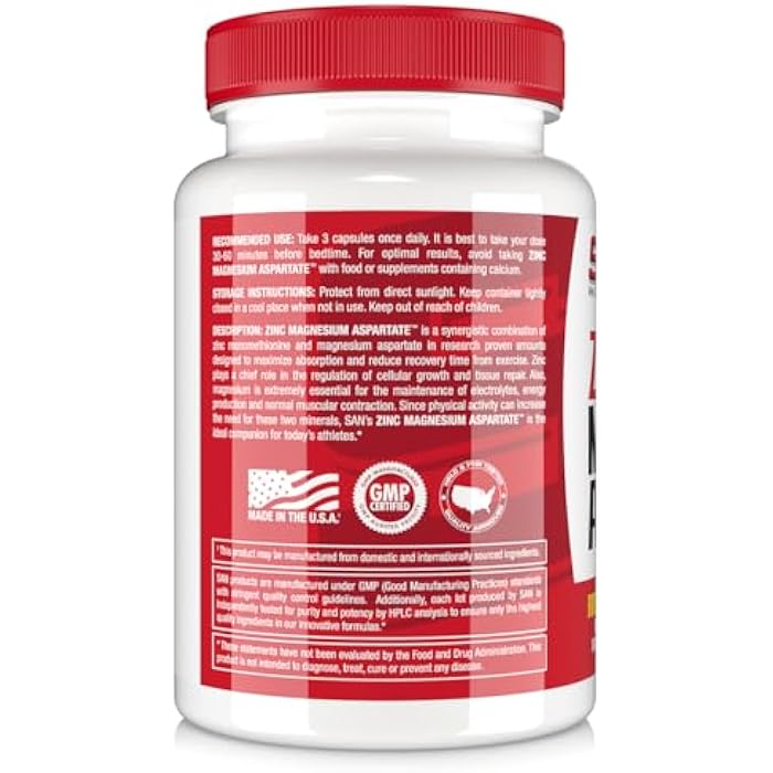 SAN Zinc Magnesium Aspartate - Essential Mineral Complex for Sleep Support and Recovery 30 Servings - Image 3