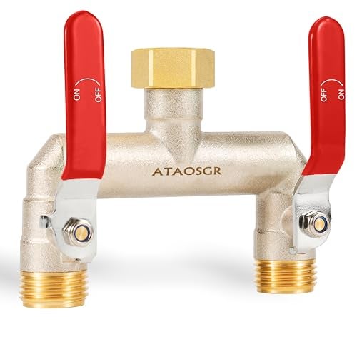 ATAOSGR Garden Hose Splitter, 2 Way Heavy Duty Outdoor Faucet Splitter, Extra Long Handles High Flow Hose Adapter,with Shutoff Valves,3/4" GHT Thread - Image 1