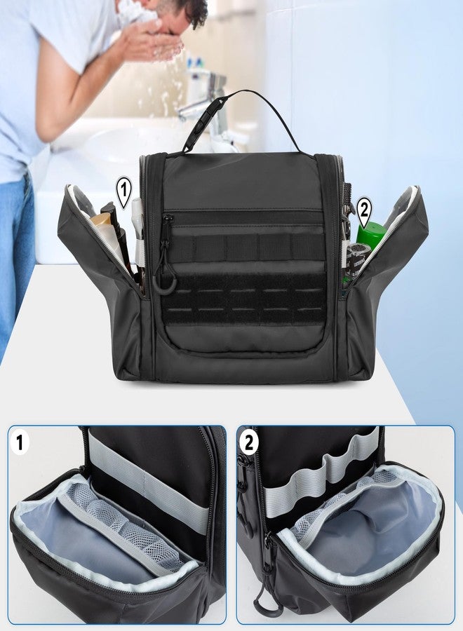 Prokva Hanging Toiletry Bag for Men, Tactical Dopp Kit Toiletry Travel Bag, Large Hygiene Organizer Shower Bag for Camping Outdoor, Black - Image 4
