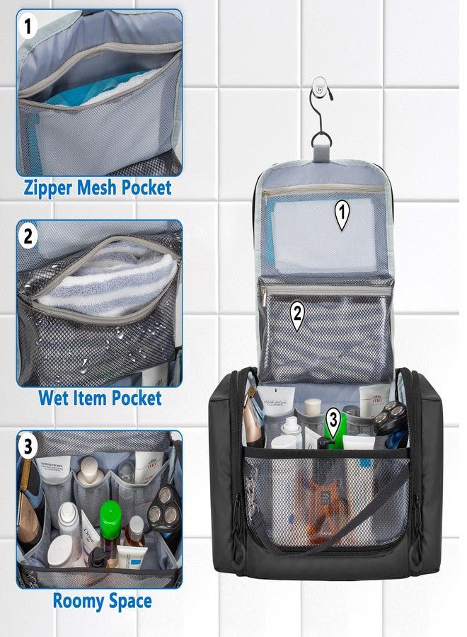 Prokva Hanging Toiletry Bag for Men, Tactical Dopp Kit Toiletry Travel Bag, Large Hygiene Organizer Shower Bag for Camping Outdoor, Black - Image 2