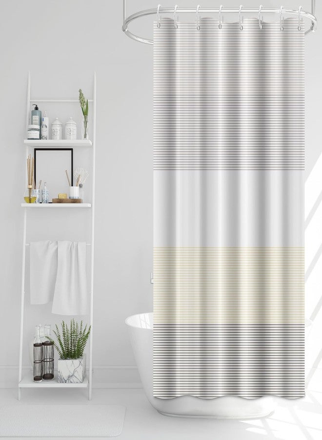 Uiiooazy Boho Shower Curtain for Bathroom 48x72 inches White Grey Lines Waterproof Shower Curtain Set with Hooks Bohemian Stripe Fabric Stall RV Shower Curtains - Image 1