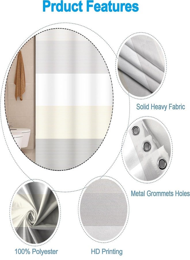Uiiooazy Boho Shower Curtain for Bathroom 48x72 inches White Grey Lines Waterproof Shower Curtain Set with Hooks Bohemian Stripe Fabric Stall RV Shower Curtains - Image 5