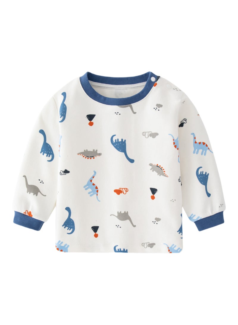 Baby Lounge Set - Cotton Rich Long Sleeve Top & Pants, Soft Knit, 3 Cute Prints, Medium Weight - For 6-36 Months  - Image 3