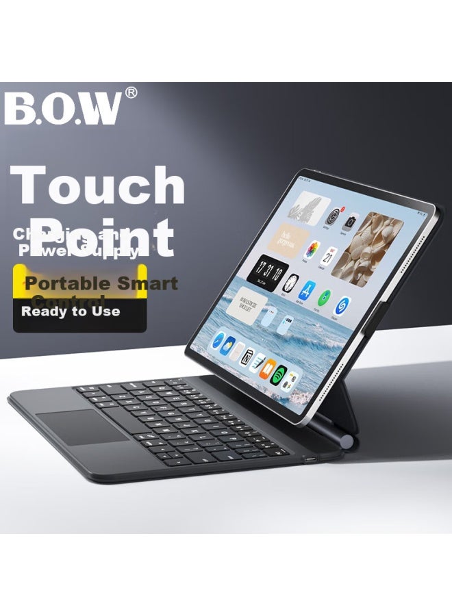 B.o.w Hangshi Ipad Magic Control Wireless Keyboard Compatible With Apple Tablets Air4/5, Protective Case With Three-level Backlight, 10.9-inch Pro11 Floating Touch Control21/22, Magnetic Connectio - Image 2
