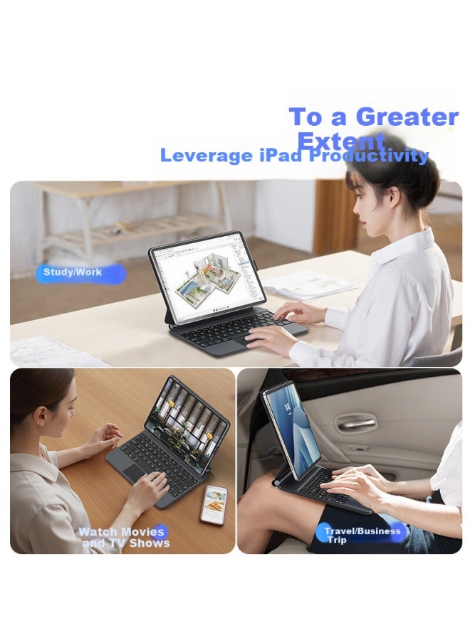 B.o.w Hangshi Ipad Magic Control Wireless Keyboard Compatible With Apple Tablets Air4/5, Protective Case With Three-level Backlight, 10.9-inch Pro11 Floating Touch Control21/22, Magnetic Connectio - Image 3