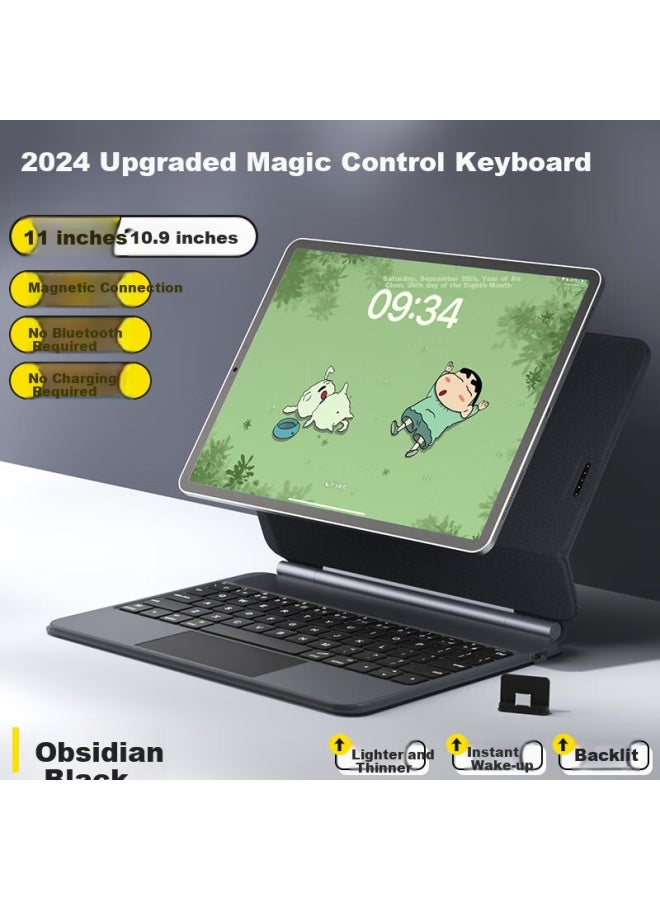 B.o.w Hangshi Ipad Magic Control Wireless Keyboard Compatible With Apple Tablets Air4/5, Protective Case With Three-level Backlight, 10.9-inch Pro11 Floating Touch Control21/22, Magnetic Connectio - Image 1