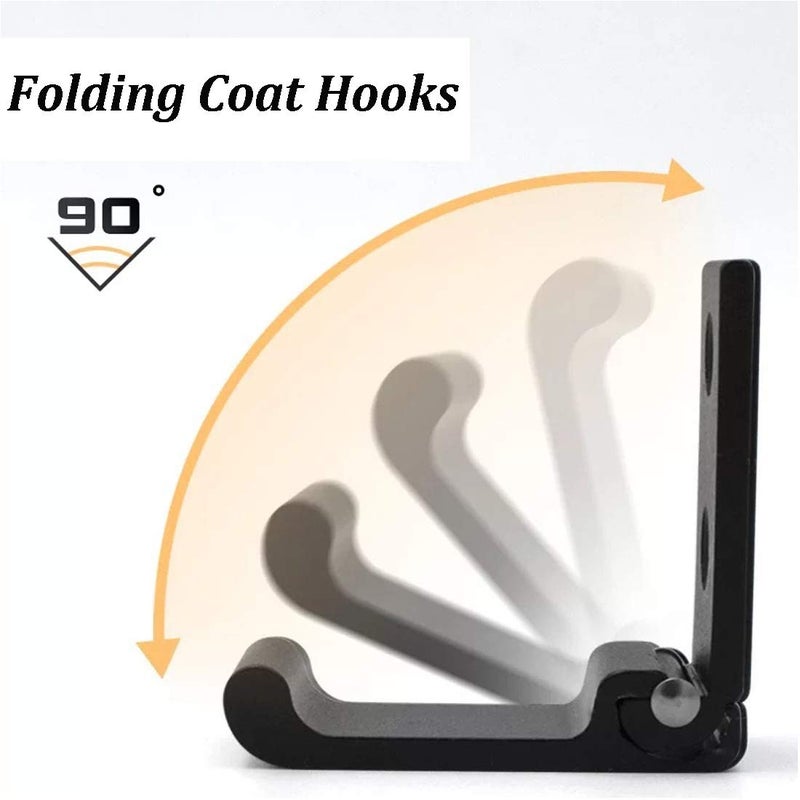 MsBong 6PCS Folding Coat Hooks, Matte Black Wall Hooks for Hanging Coats Bathroom Towel Hooks Hardware Heavy Duty Aluminum Alloy Robe Hooks Wall Mounted DIY Coat Rack Hooks No Rust Indoor, Outdoor - Image 3