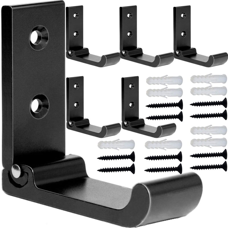 MsBong 6PCS Folding Coat Hooks, Matte Black Wall Hooks for Hanging Coats Bathroom Towel Hooks Hardware Heavy Duty Aluminum Alloy Robe Hooks Wall Mounted DIY Coat Rack Hooks No Rust Indoor, Outdoor - Image 1