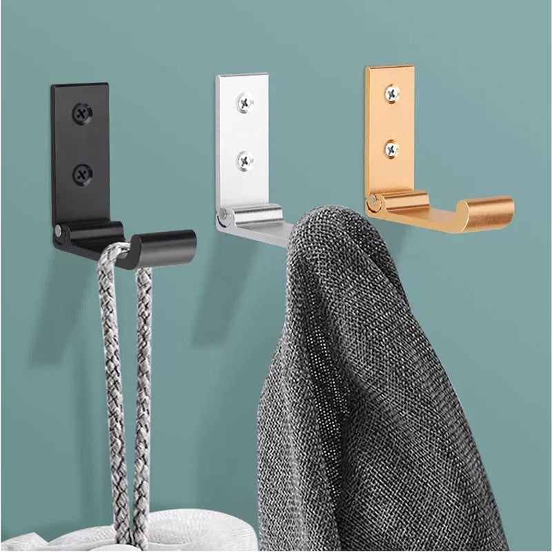 MsBong 6PCS Folding Coat Hooks, Matte Black Wall Hooks for Hanging Coats Bathroom Towel Hooks Hardware Heavy Duty Aluminum Alloy Robe Hooks Wall Mounted DIY Coat Rack Hooks No Rust Indoor, Outdoor - Image 5