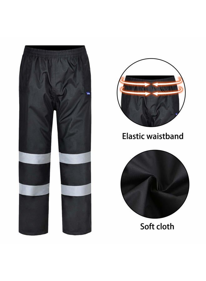 AYKRM 4 Colors Safety Rain Pants Reflective High Visibility Waterproof Rain Pants, Black, S - Image 4