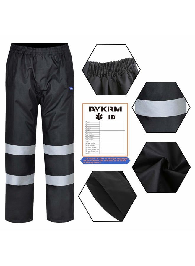 AYKRM 4 Colors Safety Rain Pants Reflective High Visibility Waterproof Rain Pants, Black, S - Image 3