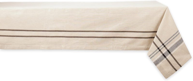 DII 100% Cotton, Machine Washable, Everyday French Stripe Kitchen Tablecloth For Dinner Parties, Summer & Outdoor Picnics - 60x120" Seats 10 to 12 People, Black - Image 1