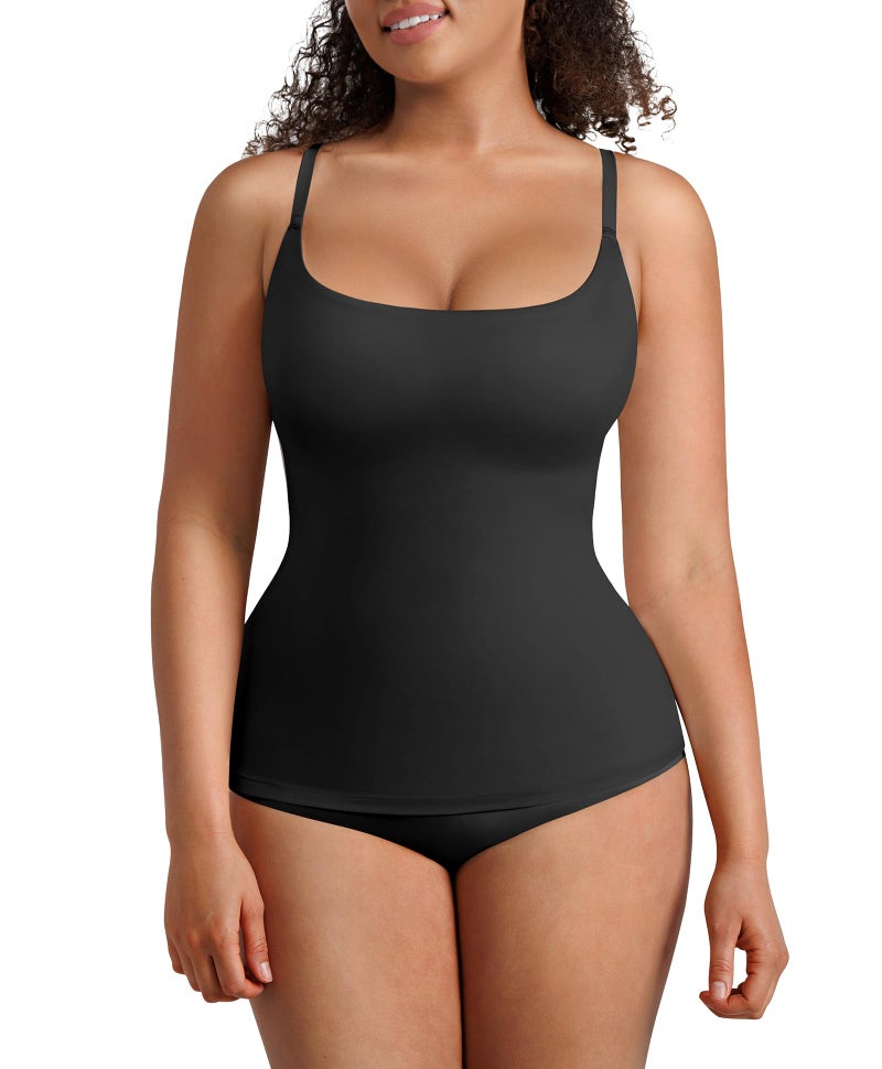 FeelinGirl Womens Tops - Scoop Neck Shapewear Tummy Control Cami Body Shaper for Women Compression Shirts Black L - Image 1