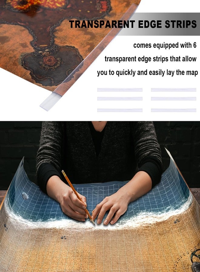 sabermaster DND Map 32 Terrain 24” x 36",17” x 17",13” x 17" Double Sidedv Grids Dry Erase Battle Mats for Dungeons & Dragons Game with Dice Set,Clips,Eraser,Markers - Image 4