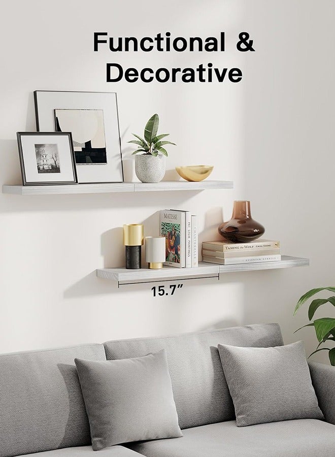 كوزينيست مجموعة من 4 رفوف جدارية عائمة باللون الأبيض، رف تخزين جداري كبير وعميق ومتین، مثالي لغرف النوم والحمامات وغرف الغسيل والمطابخ وغرف المعيشة والخزائن. - Image 5