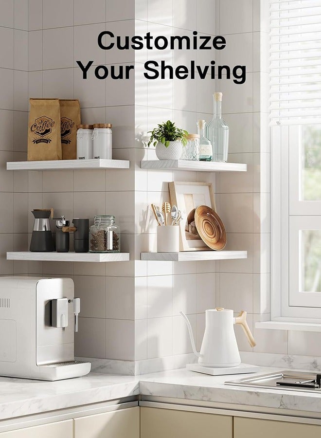 كوزينيست مجموعة من 4 رفوف جدارية عائمة باللون الأبيض، رف تخزين جداري كبير وعميق ومتین، مثالي لغرف النوم والحمامات وغرف الغسيل والمطابخ وغرف المعيشة والخزائن. - Image 4
