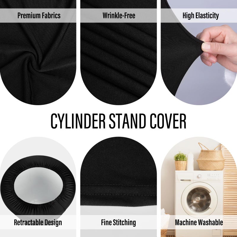 LEBENGURU 3Pcs Cylinder Pedestal Stand Covers Black, Round Spandex Display Pedestal Covers, Elastic Cloth Plinth Pillar Cover for Parties Wedding Birthday Event Decor Props (Only Covers) - Image 4